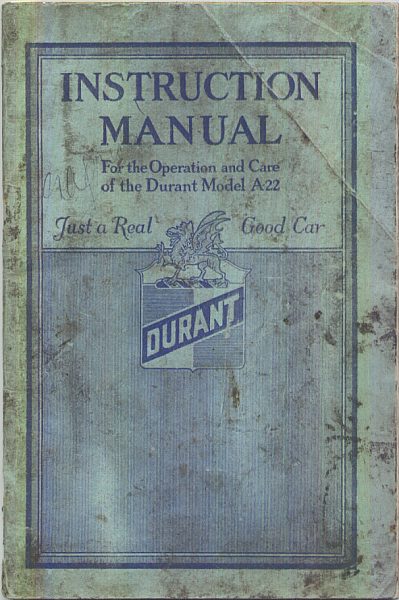 Durant instruction manual C-23-0101