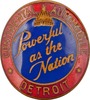 Round Continental Ace radiator badge, Powerful as the Nation, 1933