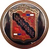 Round Locomobile radiator badge with crest, 1929